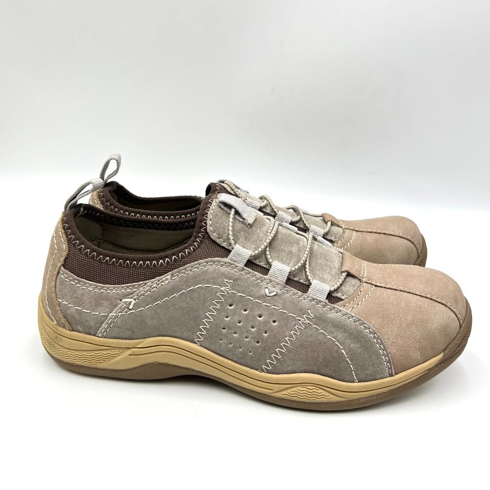 6.5W 6.5 WIDE WIDTH Earth Origins Greige Taupe Brown Leather Comfort Shoes